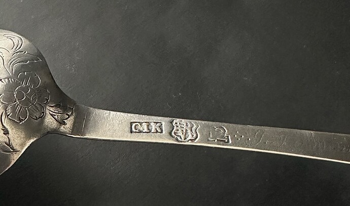 18th c. silver serving spoon bird 7