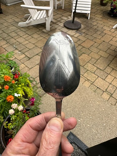 18th c. silver serving spoon bird 6