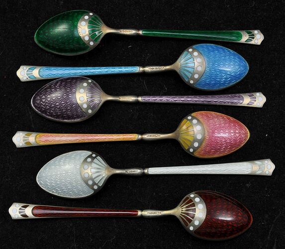 Danish Enamel Coffee Spoons 6